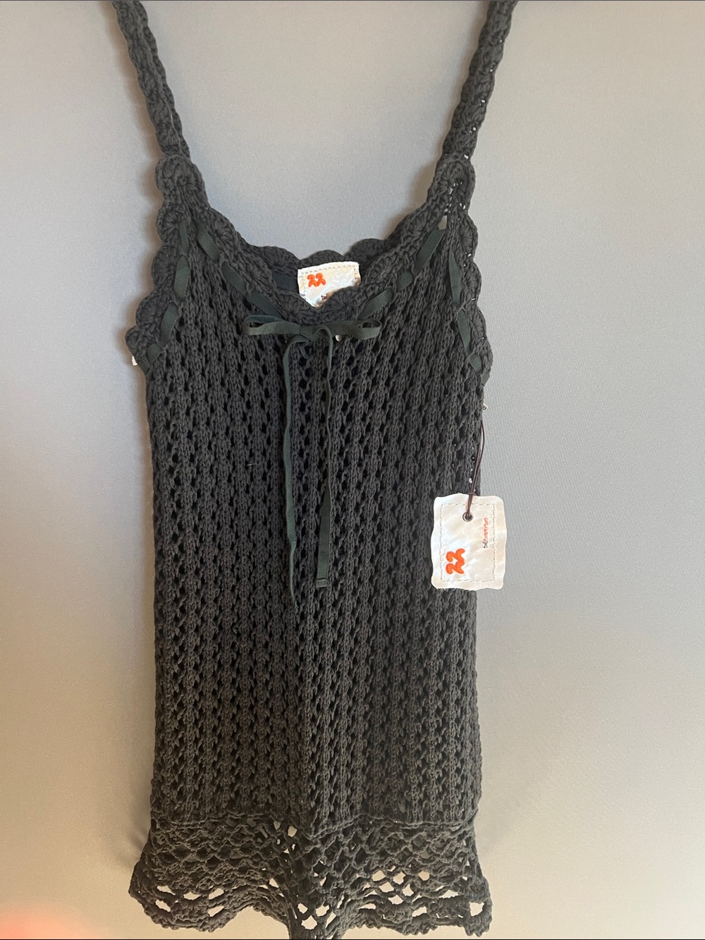 Anthropologie Black Crocheted Knit Camisole Tank
